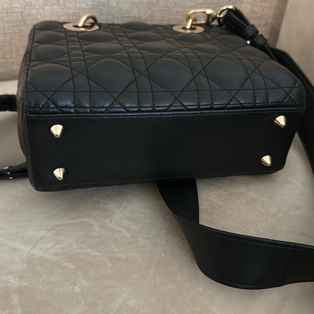Dior Black Quilted Lady Dior Satchel with Gold Hardware - Picture 5 of 15